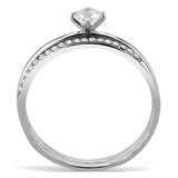 Alamode High polished (no plating) Stainless Steel Ring with AAA Grade CZ in Clear - Flyclothing LLC