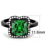 Alamode IP Black(Ion Plating) Stainless Steel Ring with AAA Grade CZ in Emerald - Alamode