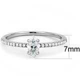 Alamode High polished (no plating) Stainless Steel Ring with Cubic in Clear - Alamode