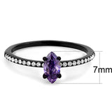 Alamode IP Black(Ion Plating) Stainless Steel Ring with AAA Grade CZ in Amethyst - Alamode