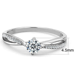 Alamode High polished (no plating) Stainless Steel Ring with AAA Grade CZ in Clear - Alamode