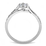 Alamode High polished (no plating) Stainless Steel Ring with AAA Grade CZ in Clear - Alamode