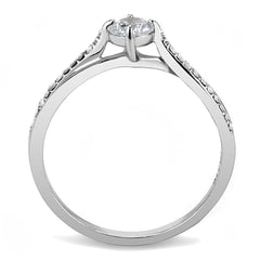 Alamode High polished (no plating) Stainless Steel Ring with AAA Grade CZ in Clear - Alamode