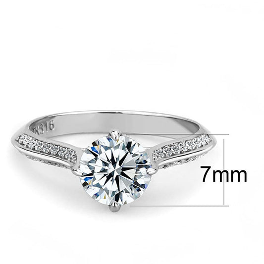 Alamode High polished (no plating) Stainless Steel Ring with AAA Grade CZ in Clear - Alamode