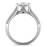 Alamode High polished (no plating) Stainless Steel Ring with AAA Grade CZ in Clear - Flyclothing LLC