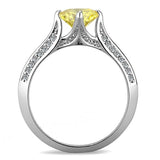 Alamode High polished (no plating) Stainless Steel Ring with AAA Grade CZ in Topaz - Alamode