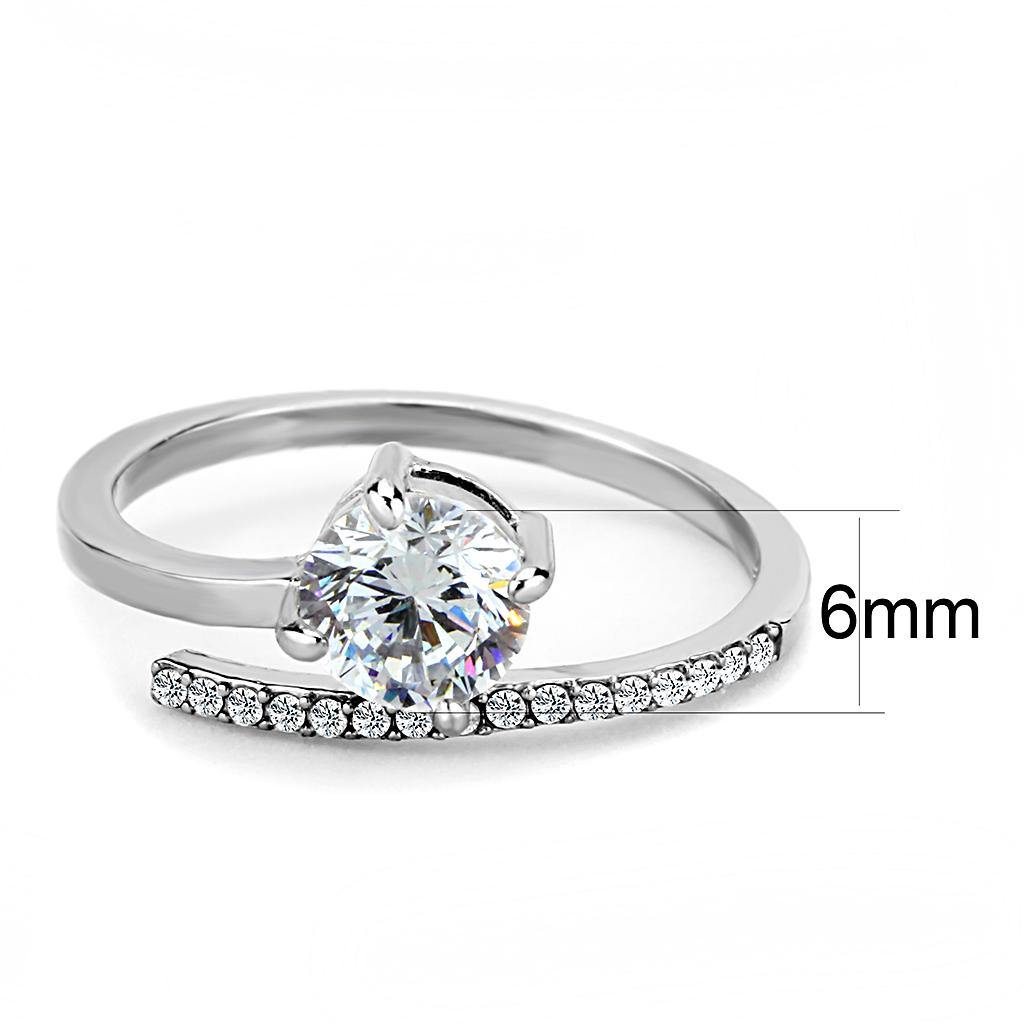 Alamode High polished (no plating) Stainless Steel Ring with AAA Grade CZ in Clear - Flyclothing LLC