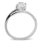 Alamode High polished (no plating) Stainless Steel Ring with AAA Grade CZ in Clear - Flyclothing LLC