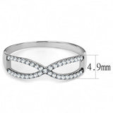 Alamode High polished (no plating) Stainless Steel Ring with AAA Grade CZ in Clear - Flyclothing LLC