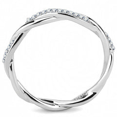 Alamode High polished (no plating) Stainless Steel Ring with AAA Grade CZ in Clear - Flyclothing LLC