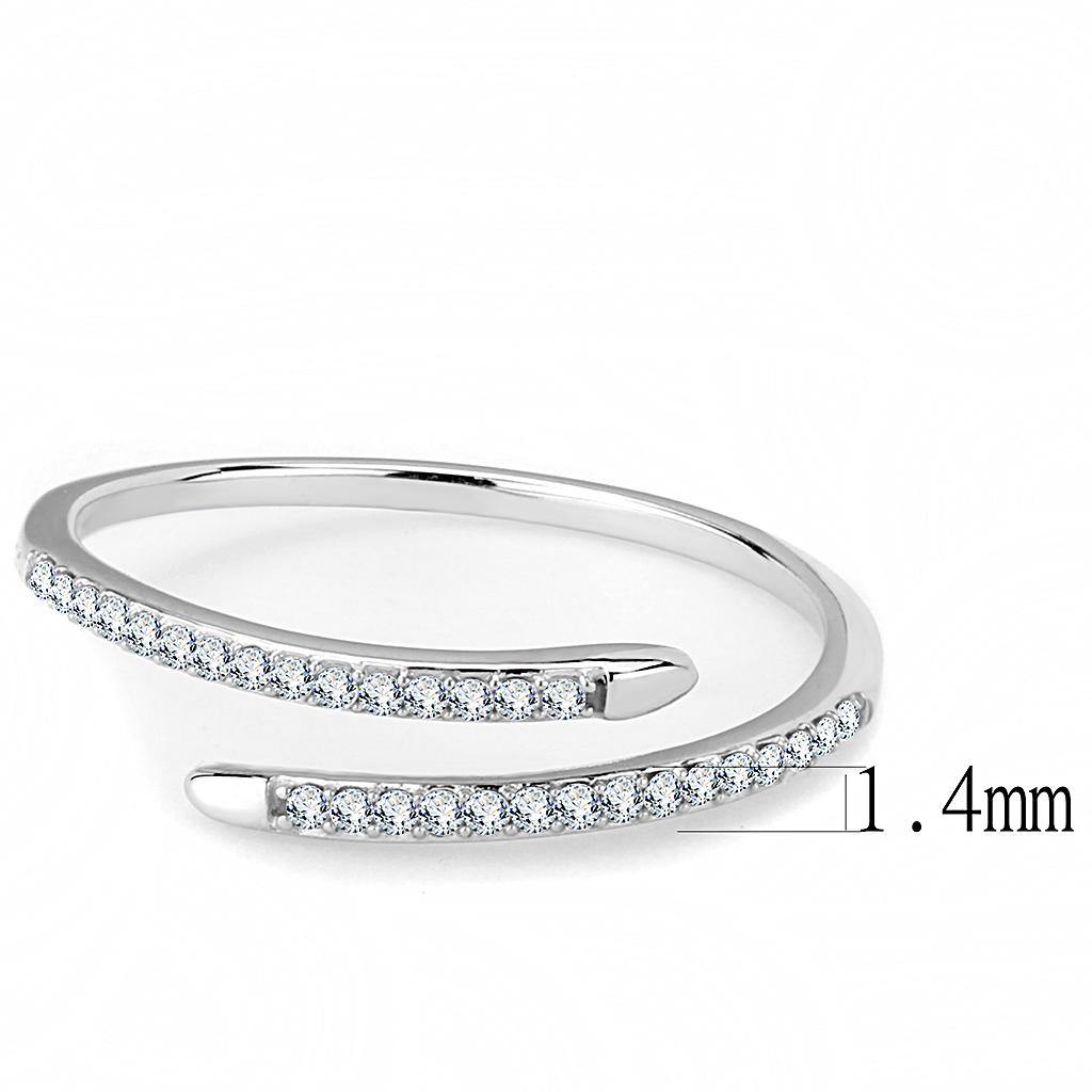 Alamode High polished (no plating) Stainless Steel Ring with AAA Grade CZ in Clear - Flyclothing LLC