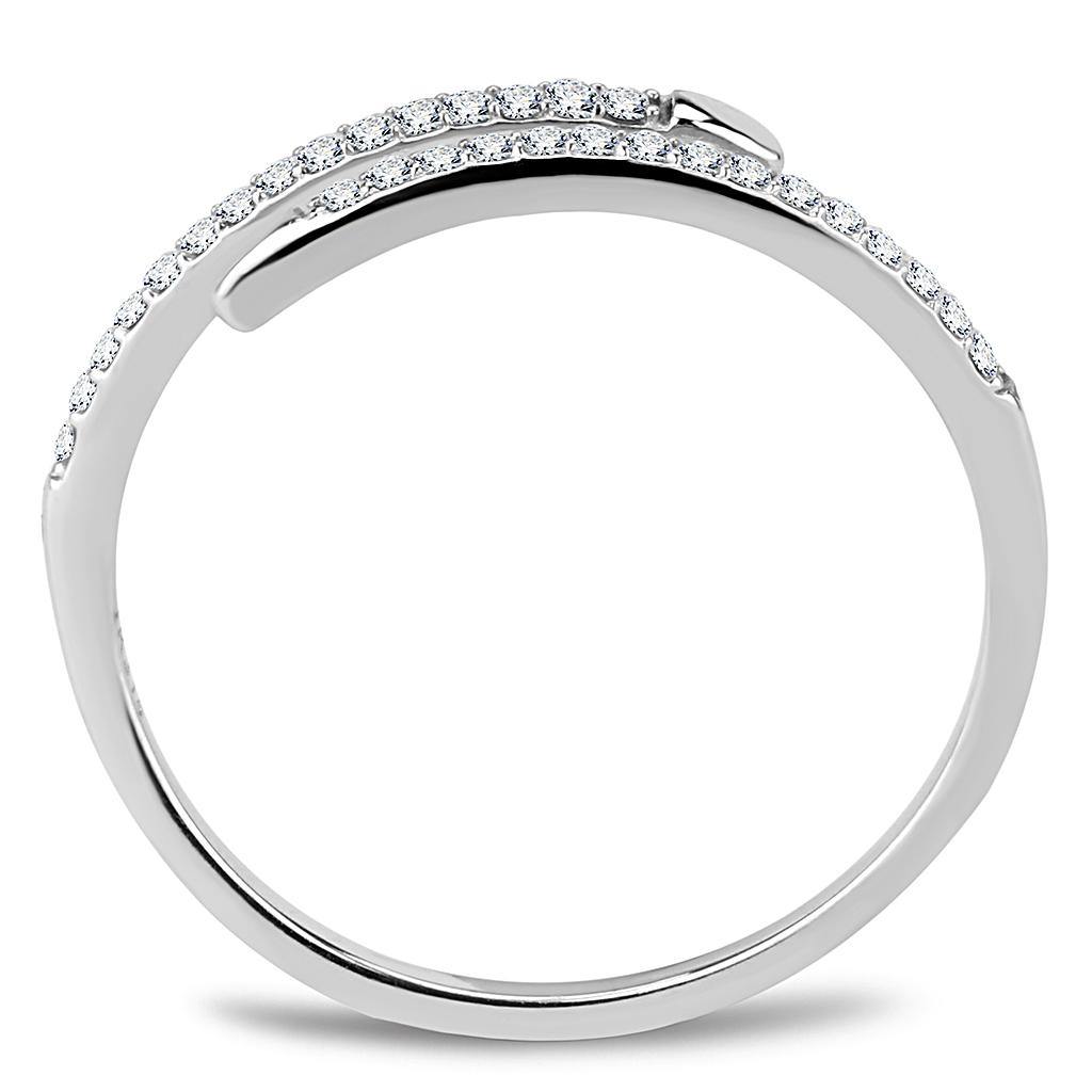 Alamode High polished (no plating) Stainless Steel Ring with AAA Grade CZ in Clear - Flyclothing LLC