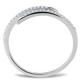 Alamode High polished (no plating) Stainless Steel Ring with AAA Grade CZ in Clear - Flyclothing LLC