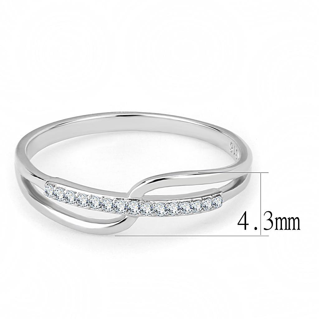 Alamode High polished (no plating) Stainless Steel Ring with AAA Grade CZ in Clear - Flyclothing LLC