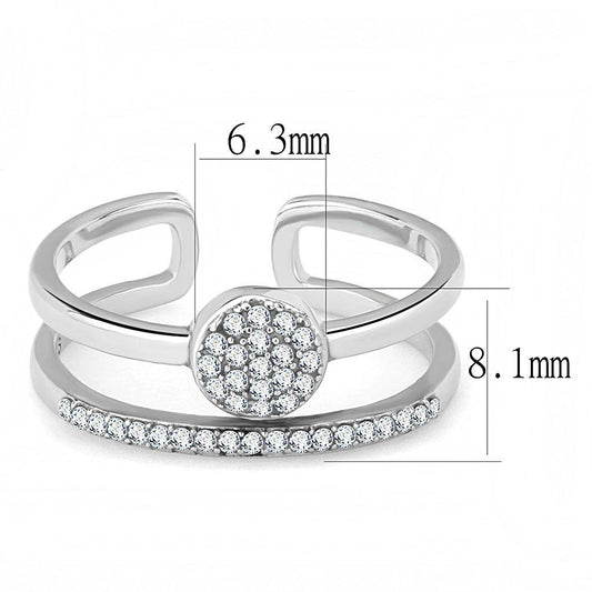 Alamode High polished (no plating) Stainless Steel Ring with AAA Grade CZ in Clear - Flyclothing LLC