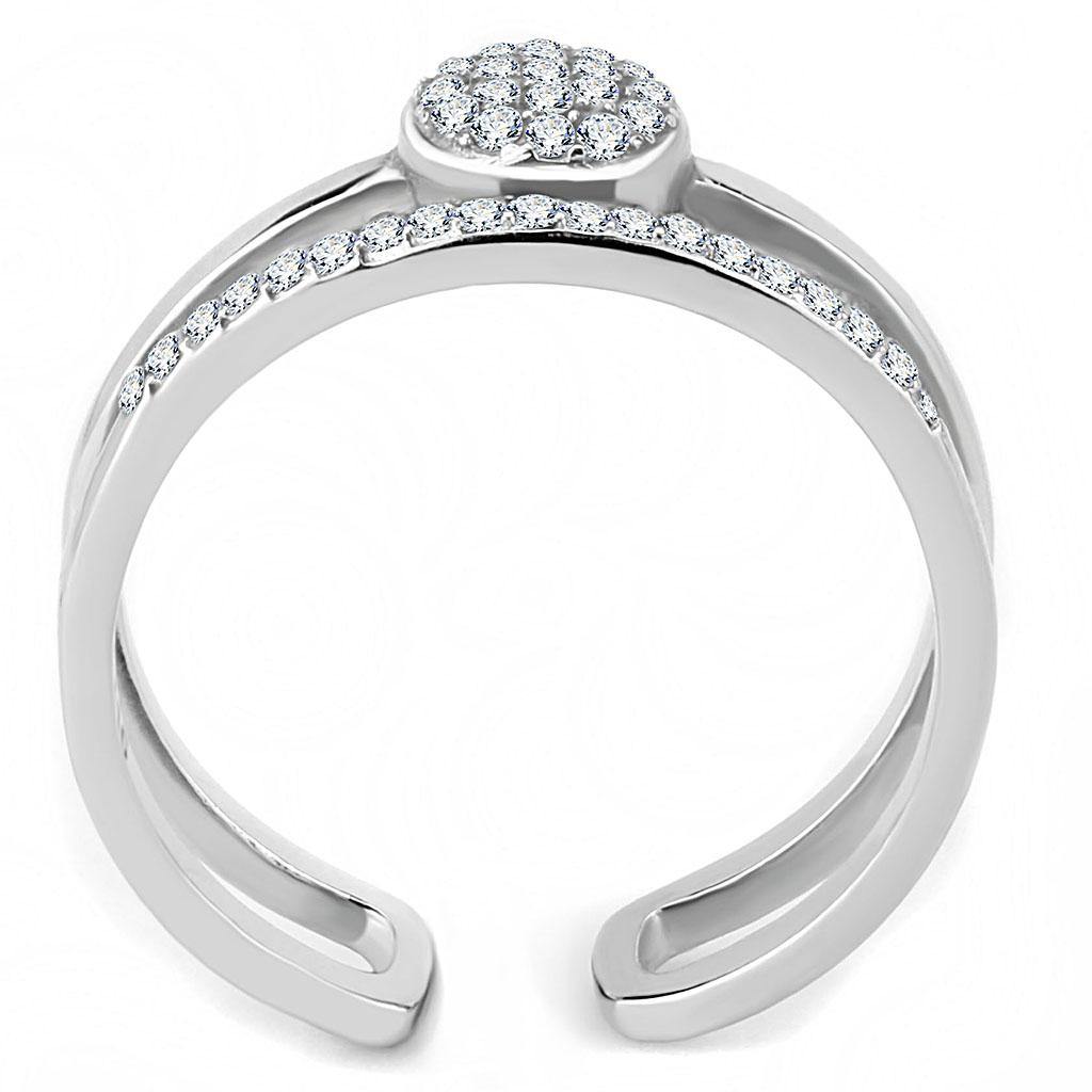 Alamode High polished (no plating) Stainless Steel Ring with AAA Grade CZ in Clear - Flyclothing LLC