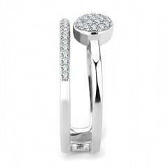 Alamode High polished (no plating) Stainless Steel Ring with AAA Grade CZ in Clear - Flyclothing LLC