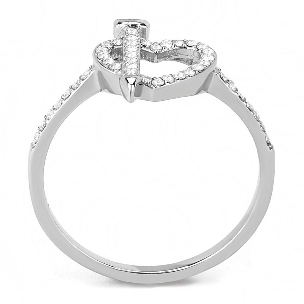 Alamode High polished (no plating) Stainless Steel Ring with AAA Grade CZ in Clear - Flyclothing LLC