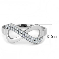 Alamode High polished (no plating) Stainless Steel Ring with AAA Grade CZ in Clear - Flyclothing LLC