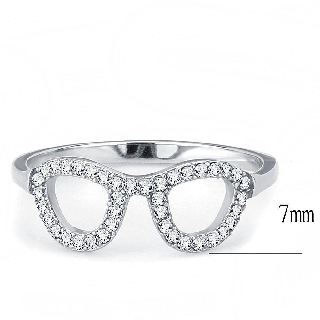 Alamode High polished (no plating) Stainless Steel Ring with AAA Grade CZ in Clear - Flyclothing LLC