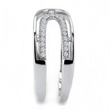 Alamode High polished (no plating) Stainless Steel Ring with AAA Grade CZ in Clear - Flyclothing LLC