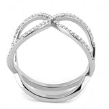 Alamode High polished (no plating) Stainless Steel Ring with AAA Grade CZ in Clear - Flyclothing LLC