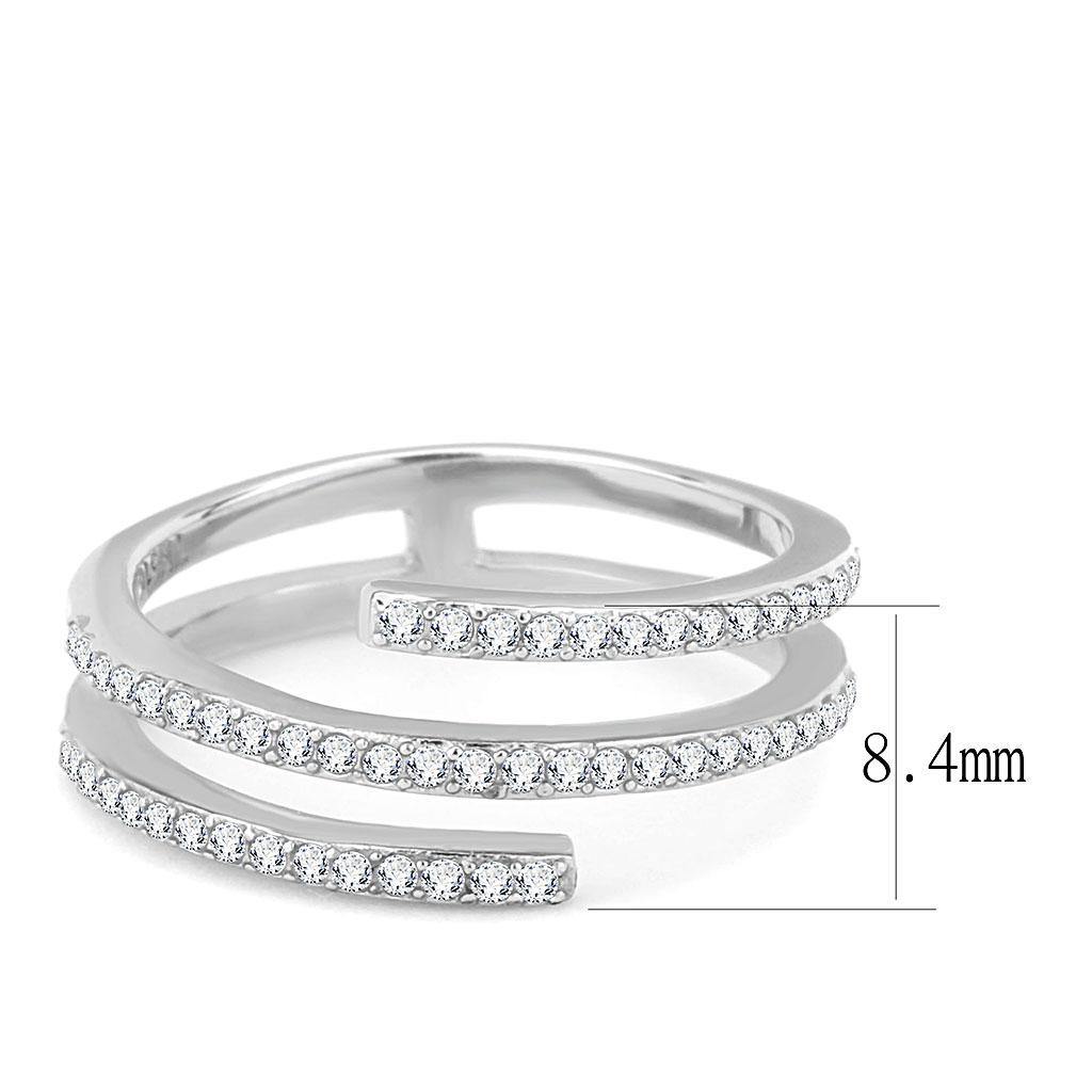 Alamode High polished (no plating) Stainless Steel Ring with AAA Grade CZ in Clear - Flyclothing LLC