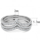 Alamode High polished (no plating) Stainless Steel Ring with AAA Grade CZ in Clear - Flyclothing LLC