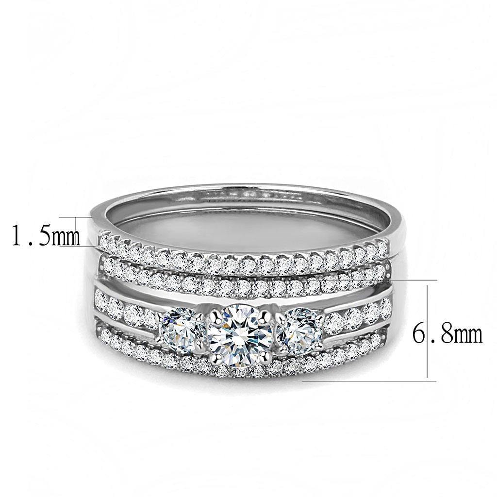 Alamode High polished (no plating) Stainless Steel Ring with AAA Grade CZ in Clear - Alamode