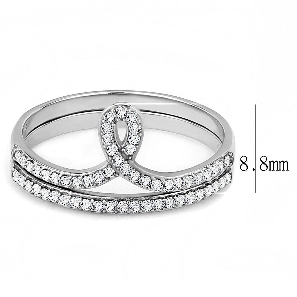 Alamode High polished (no plating) Stainless Steel Ring with AAA Grade CZ in Clear - Flyclothing LLC