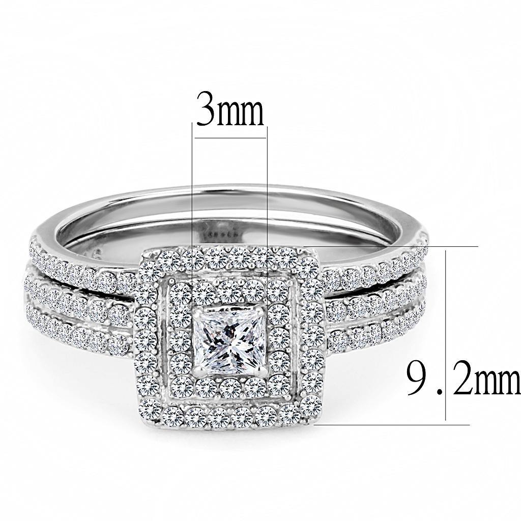 Alamode High polished (no plating) Stainless Steel Ring with AAA Grade CZ in Clear - Flyclothing LLC