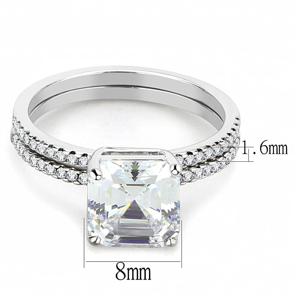 Alamode High polished (no plating) Stainless Steel Ring with Cubic in Clear - Alamode