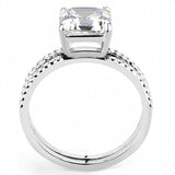 Alamode High polished (no plating) Stainless Steel Ring with Cubic in Clear - Alamode