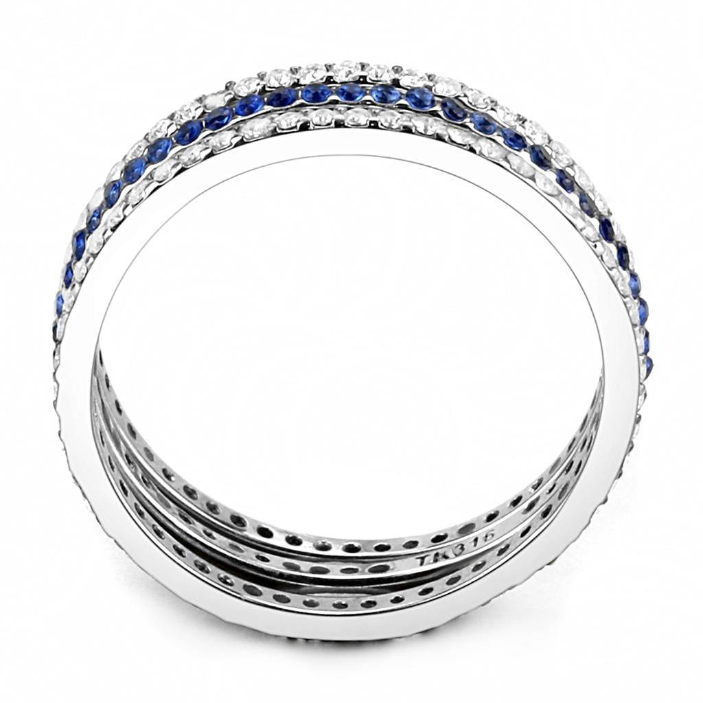 Alamode High polished (no plating) Stainless Steel Ring with AAA Grade CZ in London Blue - Alamode