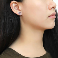 Alamode High polished (no plating) Stainless Steel Earrings with AAA Grade CZ in Clear - Flyclothing LLC