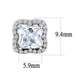 Alamode High polished (no plating) Stainless Steel Earrings with AAA Grade CZ in Clear