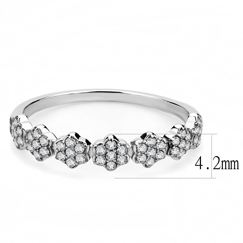 Alamode High polished (no plating) Stainless Steel Ring with AAA Grade CZ in Clear - Flyclothing LLC