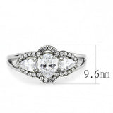 Alamode High polished (no plating) Stainless Steel Ring with AAA Grade CZ in Clear - Flyclothing LLC