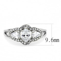 Alamode High polished (no plating) Stainless Steel Ring with AAA Grade CZ in Clear - Flyclothing LLC