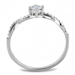 Alamode High polished (no plating) Stainless Steel Ring with AAA Grade CZ in Clear - Flyclothing LLC