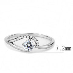 Alamode High polished (no plating) Stainless Steel Ring with AAA Grade CZ in Clear - Flyclothing LLC