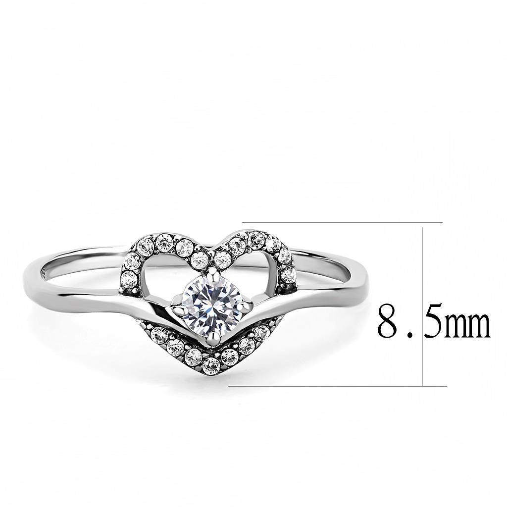 Alamode High polished (no plating) Stainless Steel Ring with AAA Grade CZ in Clear - Flyclothing LLC