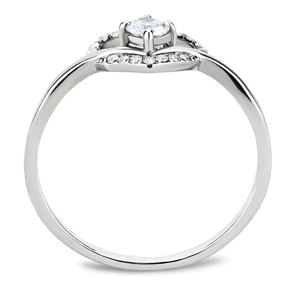 Alamode High polished (no plating) Stainless Steel Ring with AAA Grade CZ in Clear - Flyclothing LLC