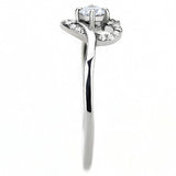 Alamode High polished (no plating) Stainless Steel Ring with AAA Grade CZ in Clear - Flyclothing LLC