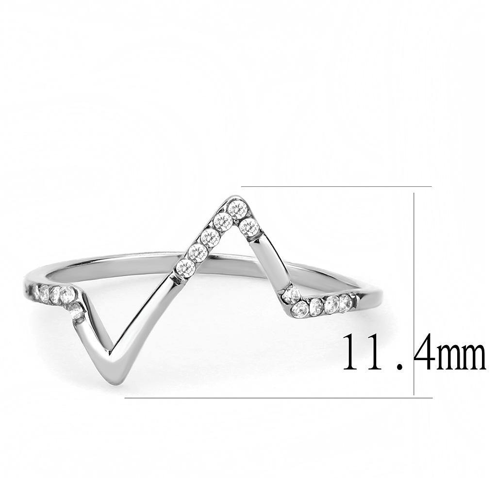 Alamode High polished (no plating) Stainless Steel Ring with AAA Grade CZ in Clear - Flyclothing LLC