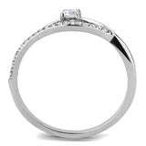 Alamode High polished (no plating) Stainless Steel Ring with AAA Grade CZ in Clear - Flyclothing LLC