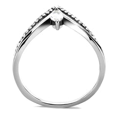 Alamode High polished (no plating) Stainless Steel Ring with AAA Grade CZ in Clear - Flyclothing LLC