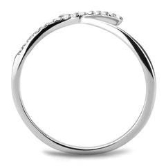 Alamode High polished (no plating) Stainless Steel Ring with AAA Grade CZ in Clear - Flyclothing LLC