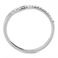 Alamode High polished (no plating) Stainless Steel Ring with AAA Grade CZ in Clear - Flyclothing LLC