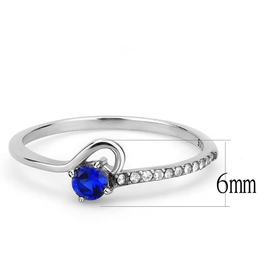 Alamode High polished (no plating) Stainless Steel Ring with AAA Grade CZ in London Blue - Alamode